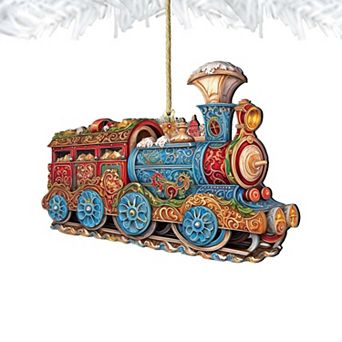 Christmas Train Wooden Christmas Ornaments by G. Debrekht - Christmas Decor