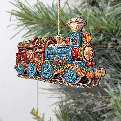 Christmas Train Wooden Christmas Ornaments by G. Debrekht - Christmas Decor