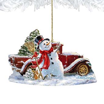 Set of 2 - Frosty Forest Friends Wooden Christmas Ornaments by Gelsinger - Christmas Santa Snowman Decor