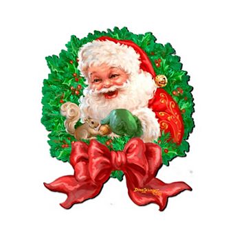 Santa Bow Holiday 24-Inch Handcrafted Wooden Door Wreath by D. Gelsinger - Santa Decor