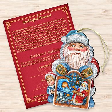 Set of 2 - Christmas Night Christmas Wooden Christmas Ornaments by G. DeBrekht - Christmas Santa Snowman Decor