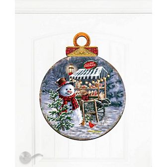 Hot Chocolate Stand - Frosty Fun Holiday 24-Inch Handcrafted Wooden Door Decor by D. Gelsinger