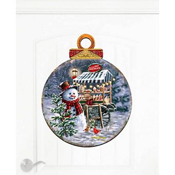 Hot Chocolate Stand - Frosty Fun Holiday 24-Inch Handcrafted Wooden Door Decor by D. Gelsinger