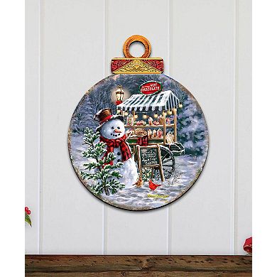 Hot Chocolate Stand - Frosty Fun Holiday 24-Inch Handcrafted Wooden Door Decor by D. Gelsinger