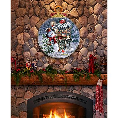 Hot Chocolate Stand - Frosty Fun Holiday 24-Inch Handcrafted Wooden Door Decor by D. Gelsinger