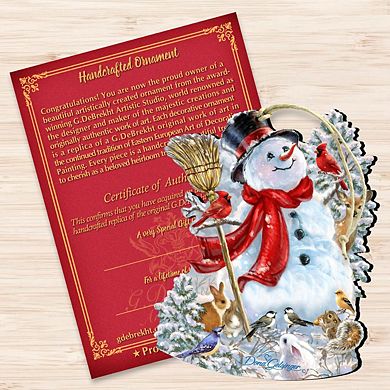 Set of 2 - Old Worlds Snowman Wooden Christmas Ornaments by Gelsinger - Christmas Santa Snowman Decor
