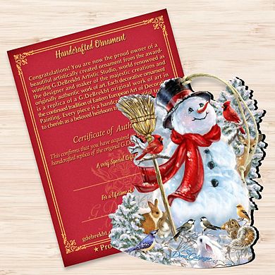 Set of 2 - Old Worlds Snowman  Wooden Christmas Ornaments by Gelsinger - Christmas Santa Snowman Decor