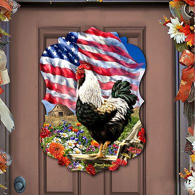 Morning in America 24-Inch Handcrafted Wooden Door Decor by D. Gelsinger - Christmas Decor