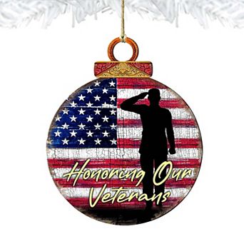 Set of 2 - Veterans Honor Ball Wooden Holiday Ornaments by G. DeBrekht - International Decor