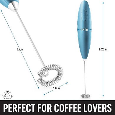 Zulay Kitchen Double Grip Milk Frother For Coffee With Upgraded Holster Stand