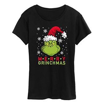 Women's Dr. Seuss The Grinch Merry Santa Graphic Tee