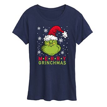 Women's Dr. Seuss The Grinch Merry Santa Graphic Tee