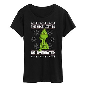 Women's Dr. Seuss The Grinch Nice Is Overrated Graphic Tee