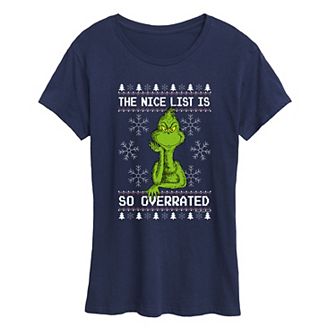 Women's Dr. Seuss The Grinch Nice Is Overrated Graphic Tee
