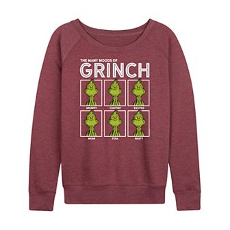 Women's Dr. Seuss The Grinch Many Moods French Terry Long Sleeve Tee