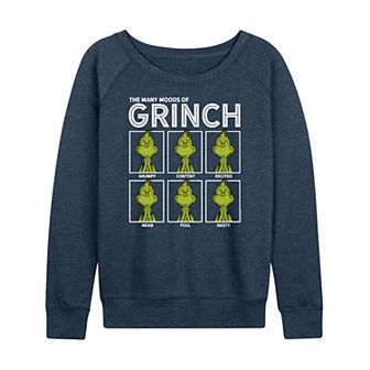 Women's Dr. Seuss The Grinch Many Moods French Terry Long Sleeve Tee