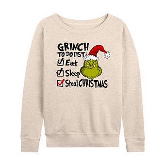 Women's Dr. Seuss The Grinch To Do List French Terry Long Sleeve Tee