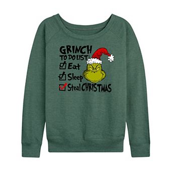 Women's Dr. Seuss The Grinch To Do List French Terry Long Sleeve Tee