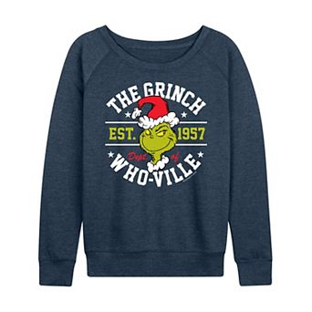 Women's Dr. Seuss The Grinch Dept Of Whoville French Terry Long Sleeve Tee