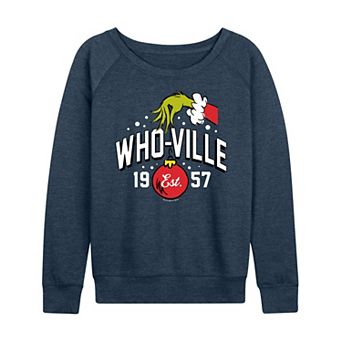 Women's Dr. Seuss The Grinch Whoville Grinch Hand French Terry Long Sleeve Tee