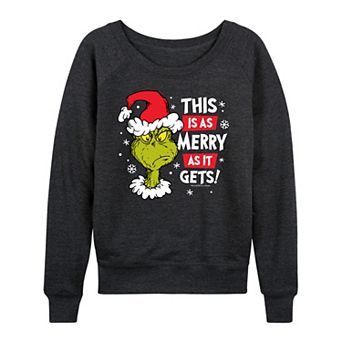 Women's Dr. Seuss The Grinch Merry As It Gets French Terry Long Sleeve Tee