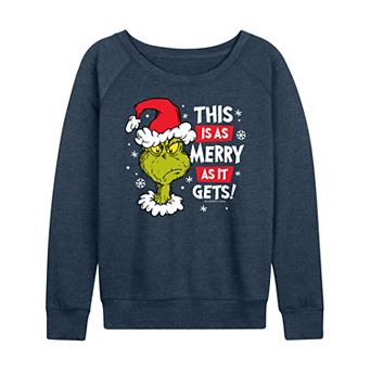 Women's Dr. Seuss The Grinch Merry As It Gets French Terry Long Sleeve Tee