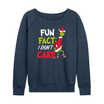 Women's Dr. Seuss The Grinch I Don't Care French Terry Long Sleeve Tee