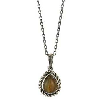 Sunkissed Sterling Oxidized Sterling Silver & Stone Teardrop Pendant Necklace