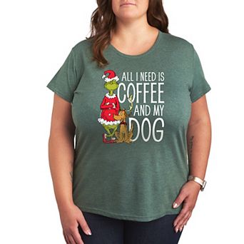 Plus Dr. Seuss The Grinch Coffee And My Dog Graphic Tee