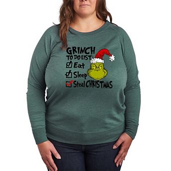Plus Size Dr. Seuss The Grinch To Do List French Terry Long Sleeve Tee