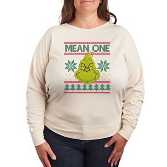 Plus Size Dr. Seuss The Grinch Mean One French Terry Long Sleeve Tee