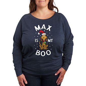 Plus Size Dr. Seuss The Grinch Max Is My Boo French Terry Long Sleeve Tee