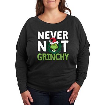 Plus Size Dr. Seuss The Grinch Never Not Grinchy French Terry Long Sleeve Tee