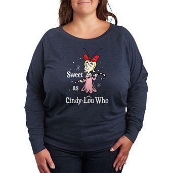 Plus Size Dr. Seuss The Grinch Cindy Lou Who French Terry Long Sleeve Tee