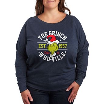 Plus Size Dr. Seuss The Grinch Whoville French Terry Long Sleeve Tee