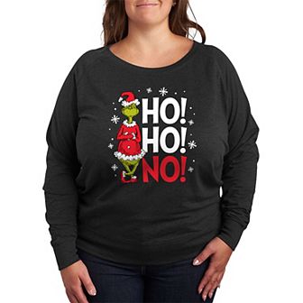 Plus Size Dr. Seuss The Grinch Ho Ho No French Terry Long Sleeve Tee