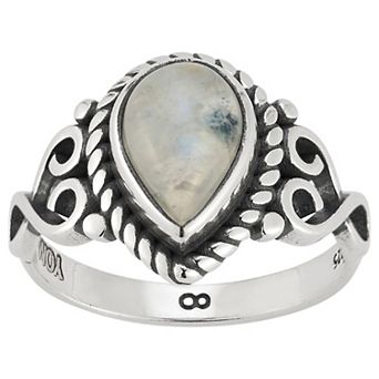Sunkissed Sterling Sterling Silver Oxidized Pear-Shaped Moonstone Ring