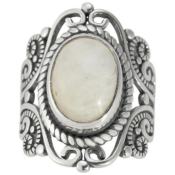 Sunkissed Sterling Sterling Silver Oxidized Oval Moonstone Ring