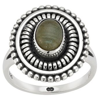 Sunkissed Sterling Sterling Silver Oxidized Oval Labradorite Ring