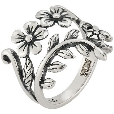Sunkissed Sterling Sterling Silver Oxidized Open Flower Ring