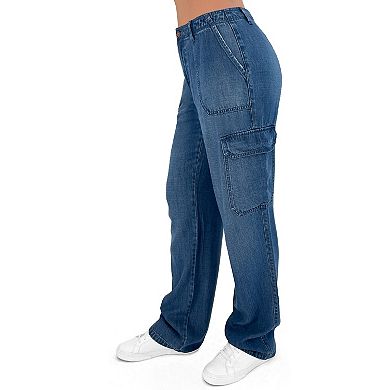 Juniors' Rewash Denim Cargo Pocket Baggy Utility Jeans