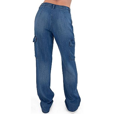 Juniors' Rewash Denim Cargo Pocket Baggy Utility Jeans