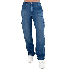 Juniors' Rewash High Rise Cargo Flare Pants