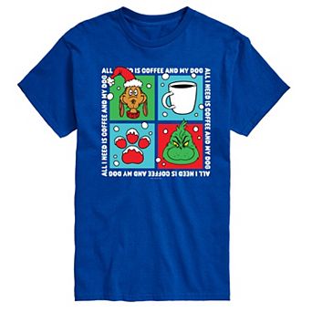 Men's Dr. Seuss The Grinch Coffee And Dog Grid Graphic Tee