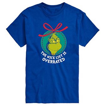 Men's Dr. Seuss The Grinch Nice List Overrated Graphic Tee