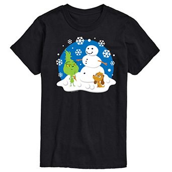 Men's Dr. Seuss The Grinch Building Snowman Graphic Tee