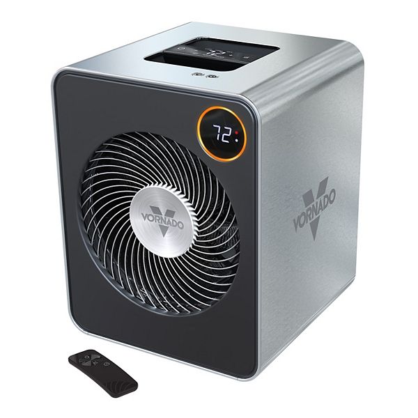 Vornado VMHi600 Heater: Portable Indoor Desk Heater, 1500W, Fan Driven, Digital Thermostat, Remote Control, Silver