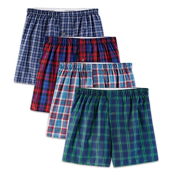 Men's Fruit of the Loom® 4-Pack Premium Woven Plaid Boxers Set