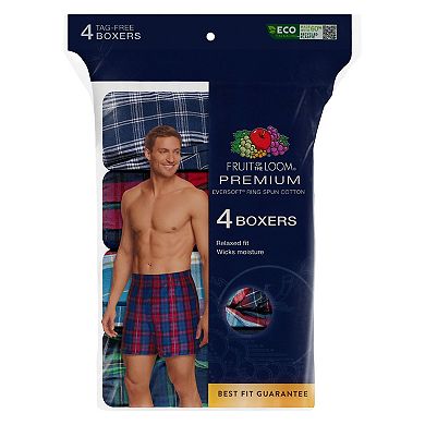 Men's Fruit of the Loom?? 4-Pack Premium Woven Plaid Boxers Set