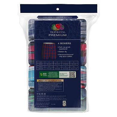Men's Fruit of the Loom® 4-Pack Premium Woven Plaid Boxers Set